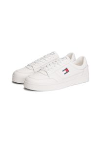 Sneaker Tommy Jeans "TJM THE GREENWICH NEW ESS", Herren, Gr. 42, wei&szlig; (wei&szlig; kombiniert), Leder, Textil, Schuhe Sneaker, Freizeitschuh, Halbschuh, Schn&uuml;rschuh im Basekt-Style