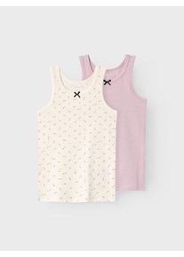 Unterhemd name it "NMFTANK TOP 2P BUTTERCREAM FLORAL NOOS", M&auml;dchen, Gr. 86, 2 Stk., N-Gr, beige (buttercream), Jersey, Obermaterial: 95% Baumwolle, 5% Elasthan, bedruckt, Rundhals, Unterhemden Unterhemd