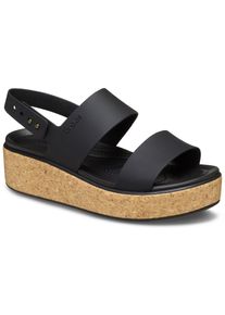 Keilsandalette Crocs "Brooklyn Cork Low Wedge", Damen, Gr. 39, schwarz, Croslite&trade;, Schuhe Keilsandalette, Plateausandale, Sommerschuh mit Korkplateau