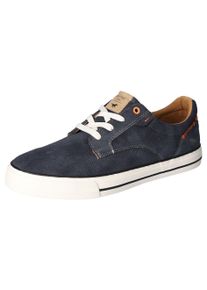 Sneaker Mustang Shoes, Herren, Gr. 44, blau (dunkelblau), Lederimitat, Schuhe Sneaker, Freizeitschuh, Halbschuh, Schn&uuml;rschuh mit Ziernaht