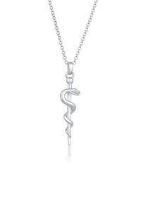 Kette mit Anh&auml;nger Elli "Halskette Schlangenstab &Auml;skulapstab Heilkunde 925er Silber" Gr. 45, silber, Halsketten, Damen, ohne Stein, Silber 925 (Sterlingsilber), Kette mit Anh&auml;nger