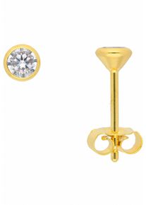 Adelia&acute;s Paar Ohrstecker ADELIA&acute;S "333 Gold Ohrringe Ohrstecker mit Zirkonia &Oslash; 4 mm", gold, Ohrringe, Damen, Gelbgold 333, Paar Ohrstecker