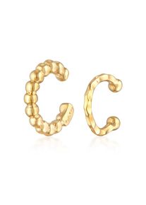 Schmuckset Elli "Ohrringe Earcuff 2er Set Dots Hammerschlag 925 Silber" Gr. 13, gold, Schmuck_Sets, Damen, 13, Schmuckset