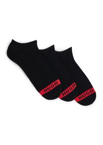 Businesssocken HUGO UNDERWEAR "3P LC PLUSH TAPE CC", Damen, Gr. 39-42, schwarz (schwarz 001), Baumwollmischung, kontrastfarbene Details, mit Stickerei, unifarben mit Farbeinsatz, elastisch, Socken Businesssocken, mit HUGO Logostickerei auf rotem Farbstreifen