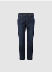 Tapered-fit-Jeans Pepe Jeans "STANLEY", Damen, Gr. 31, L&auml;nge 34, blau (tiefblau), Denim/Jeans, Obermaterial: 83% Baumwolle, 12% Viskose, 4% Elastomultiester, 1% Elasthan, gerade, unten schmal, Jeans Tapered-fit-Jeans, Ziern&auml;hte an den Ges&auml;&szlig;taschen