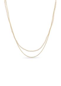 Ketten-Set Elli "Halskette Set Muschelkernperle Wei&szlig; 925 Sterling Silber vergoldet" Gr. 42, gold, Halsketten, Damen, Silber 925 (Sterlingsilber), Ketten-Set