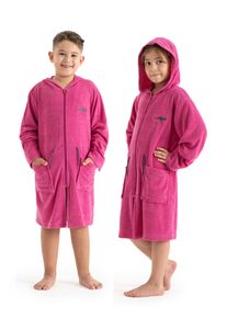 Kinderbademantel Kangaroos "Kira, Ideal f&uuml;r Zuhause, Schwimmbad oder im Urlaub" Gr. 128, rosa (pink, grau), 128, Leichtfrottier, Hausm&auml;ntel, Kinderbademantel, modernen, sportliches Design, leuchtenden Akzenten