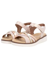Riemchensandale Remonte, Damen, Gr. 41, rosa (ros&eacute;, ros&eacute;goldfarben, goldfarben), Lederimitat, metallic, Schuhe Riemchensandale, Keilabsatz, Sommerschuh, Sandalette mit herausnehmbarer Softeinlage