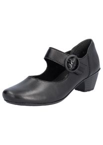 Spangenpumps Rieker, Damen, Gr. 37, schwarz, Leder, Lederimitat, unifarben, Schuhe Spangenpumps, Festtagsschuh, Pumps, Trichterabsatz, mit Klettriemchen, Topseller