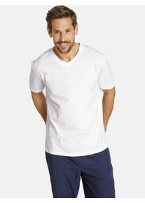 T-Shirt Jan Vanderstorm "Doppelpack T-Shirt OSMO", Herren, Gr. L, wei&szlig;, Obermaterial: 100% Baumwolle CO., regular fit normal, V-Ausschnitt, Shirts T-Shirt