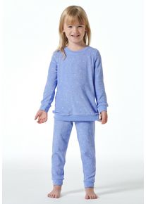 Schlafanzug Schiesser "Girls World", M&auml;dchen, Gr. 92, lila (flieder), Single Jersey, Obermaterial: 80% Baumwolle, 20% Polyester, gemustert, bequem lang, Rundhals, angesetztes B&uuml;ndchen, Homewear-Sets Schlafanzug, mit komfortablen B&uuml;ndchenabschl&uuml;ssen