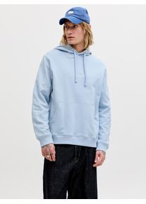 Jack & Jones Kapuzensweatshirt JACK & JONES "JORNORREBRO EMB SWEAT HOOD NOOS", Herren, Gr. S, cashmere blau, angeraute Sweatware, Obermaterial: 89% Baumwolle, 11% Polyester, unifarben, relaxed fit normal, Rundhals, Rippb&uuml;ndchen, Sweatshirts Kapuzensweatshirt, mit Logo Print