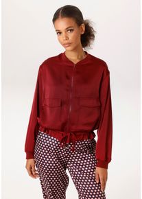 Blouson Aniston CASUAL, Damen, Gr. 46, dunkelrot, Cr&ecirc;pe;Satin, Obermaterial: 100% Polyester, Crinkleoptik, leicht gl&auml;nzend, unifarben, l&auml;ssig geschnitten taillenbedeckt, Rippb&uuml;ndchen, Jacken Blouson, mit Tunnelzug im Saum - NEUE KOLLEKTION