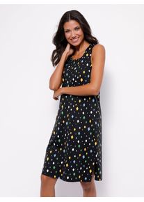 Sommerkleid "Sommerkleid", Damen, Gr. 44/46, Normalgr&ouml;&szlig;en, bunt (schwarz, gelb, bedruckt), 100% Baumwolle, gemustert, mehrfarbig, kurz, Rundhals, Kleider Sommerkleid