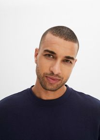 Sweatshirt bonprix "Sweatshirt", Herren, Gr. 52/54 (L), blau (dunkelblau), Sweatware, Obermaterial: 60% Baumwolle, 40% Polyester, regular fit h&uuml;ftlang, Rundhals, Sweatshirts Sweatshirt, Regular Fit, mit Rundhalsausschnitt, weich angeraute Innenseite