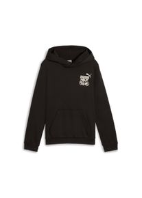 Kapuzensweatshirt Puma "ESS+ MID 90S HOODIE FL B", Jungen, Gr. 128, schwarz (Puma schwarz), Fleece, Obermaterial: 68% Baumwolle, 32% Polyester, bedruckt, regular fit normal, angesetztes B&uuml;ndchen, Sweatshirts Kapuzensweatshirt, f&uuml;r Jugendliche, mit Print-Applikation, mit K&auml;ngurutasche