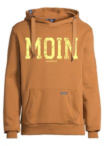 Kapuzenpullover SALZHAUT "Hoodie HEFF - MOIN", Herren, Gr. XL, braun (hazelnut, neon gelb), Obermaterial: 55% Baumwolle CO. 45% Polyester PES., Pullover Kapuzenpullover