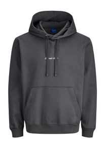 Jack & Jones Kapuzensweatshirt JACK & JONES "JORNORREBRO EMB SWEAT HOOD NOOS", Herren, Gr. L, grau (asphalt), angeraute Sweatware, Obermaterial: 89% Baumwolle, 11% Polyester, unifarben, relaxed fit normal, Rundhals, Rippb&uuml;ndchen, Sweatshirts Kapuzensweatshirt, mit Logo Print