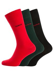 Businesssocken HUGO UNDERWEAR "3P RS UNI CC", Damen, Gr. 43-46, open gr&uuml;n 385, Baumwollmischung, elastisch, Socken Businesssocken, mit kontrastfarbenen HUGO Logo-Schriftzug