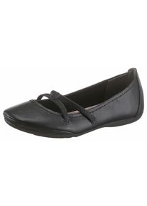 Ballerina Tamaris "Caterina", Damen, Gr. 38 (5), schwarz, Lederimitat, Schuhe Ballerina, Flats, Festtagsmode, Slipper mit Gummizugriemchen, Topseller