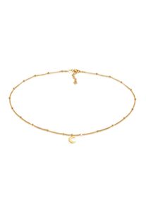 Choker Elli "Halskette Choker Kugelkette Halbmond 925 Silber" Gr. 36, gold, Halsketten, Damen, ohne Stein, Silber 925 (Sterlingsilber), Choker