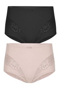 Miederslip SuSa "2er Pack Miederslip London", Damen, Gr. 52, bunt (nude schwarz), Stoff, Obermaterial: 75% Polyamid PA. 25% Elasthan EL., Unterhosen Miederslip