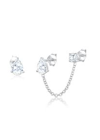 Paar Ohrh&auml;nger Elli "Ohrringe Zirkonia Tropfen Doppel Stecker 925 Silber" Gr. 45, silber, Ohrringe, Damen, mit Stein, Silber 925 (Sterlingsilber), Paar Ohrh&auml;nger