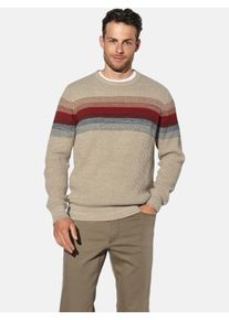 Rundhalspullover Babista "Pullover ALVARIO", Herren, Gr. M, beige (beige gestreift), Obermaterial: 100% Baumwolle CO., Pullover Rundhalspullover
