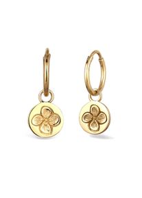 Paar Creolen Elli "Ohrringe Creole Einh&auml;nger Blume 925 Sterling Silber" Gr. 24, gold, Ohrringe, Damen, Silber 925 (Sterlingsilber), Paar Creolen