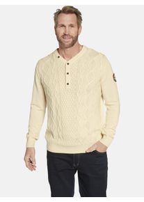 V-Ausschnitt-Pullover Jan Vanderstorm "Pullover OELFKE", Herren, Gr. XXL, wei&szlig; (wollwei&szlig;), Obermaterial: 50% Baumwolle CO. 50% Polyacryl PAN., unifarben, normal, V-Ausschnitt, Pullover V-Ausschnitt-Pullover