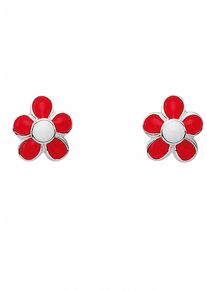 Adelia&acute;s Paar Ohrstecker ADELIA&acute;S "925 Silber Ohrringe Ohrstecker Bl&uuml;te - rot", silber, Ohrringe, Damen, Silber 925 (Sterlingsilber), Paar Ohrstecker