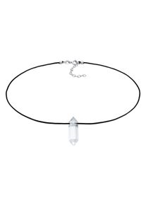 Choker Elli Premium "Halskette Choker Nylon Kristallspitze 925 Silber" Gr. 32, schwarz, Halsketten, Damen, ohne Stein, Silber 925 (Sterlingsilber), Choker