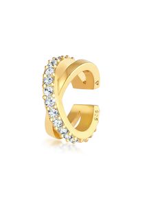 Ohrklemme Elli "Ohrringe Earcuff Gekreuzt Kristalle 925 Silber" Gr. 12, gold, Ohrringe, Damen, mit Stein, Silber 925 (Sterlingsilber), Ohrklemme