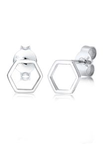 Paar Ohrstecker Elli "Ohrringe Hexagon Geo Trend Minimal Filigran 925 Silber" Gr. 7, silber, Ohrringe, Damen, ohne Stein, Silber 925 (Sterlingsilber), Paar Ohrstecker