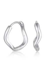 Paar Creolen Elli "Ohrringe Creolen Wellen Wave Design 925 Silber vergoldet" Gr. 16, silber, Ohrringe, Damen, ohne Stein, Silber 925 (Sterlingsilber), Paar Creolen