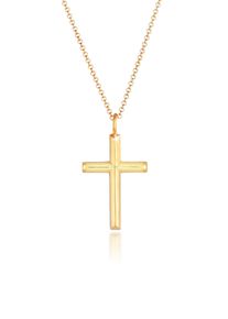 Lange Kette Kuzzoi "Halskette Herren mit Kreuz Oxidiert Massiv 925 Silber" Gr. 60, gold, Halsketten, Herren, ohne Stein, Silber 925 (Sterlingsilber), Lange Kette