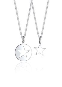 Ketten-Set Elli "Halskette Mutter Tochter Stern Anh&auml;nger 925 Sterling Silver" Gr. 45, silber, Halsketten, Damen, ohne Stein, Silber 925 (Sterlingsilber), Ketten-Set