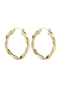 Paar Creolen Elli "Ohrringe Creolen Rund Gedreht 925 Sterling Silber" Gr. 21, gold, Ohrringe, Damen, ohne Stein, Silber 925 (Sterlingsilber), Paar Creolen