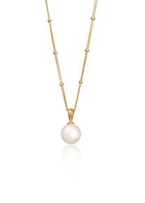 Silberkette Elli "Halskette Kugelkette Muschelkernperle 925 Silber vergoldet" Gr. 45, gold, Halsketten, Damen, Silber 925 (Sterlingsilber), Silberkette