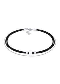 Ketten-Set Elli "Halskette Choker Kreis Leder Venezianerkette Set 925 Silber" Gr. 32, silber, Halsketten, Damen, ohne Stein, Silber 925 (Sterlingsilber), Ketten-Set