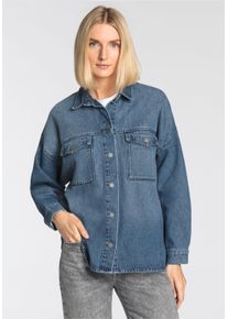 Jeanshemd Roxy "ACTOR STUDIO JK", Damen, Gr. XL (42), N-Gr, blau (denim), Denim/Jeans, Obermaterial: 100% Baumwolle, Manschette mit Druckknopf, Hemden Jeanshemd