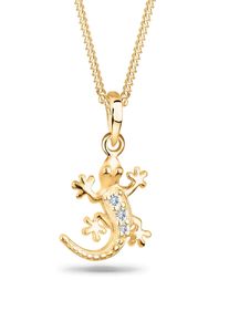 Silberkette Elli "Halskette Gecko Eidechse 925 Silber, mit Kristallen von Swarovski" Gr. 45, gold, Halsketten, Damen, Silber 925 (Sterlingsilber), Silberkette