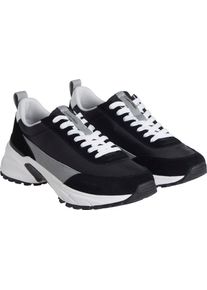 Sneaker Calvin Klein Jeans "HIKE RUNNER CASUAL NY-SU", Herren, Gr. 40, schwarz, grau, wei&szlig;, Leder, Textil, kontrastfarbene Details, Schuhe Sneaker, Halbschuh, Freizeitschuh, Schn&uuml;rschuh mit Anziehlasche