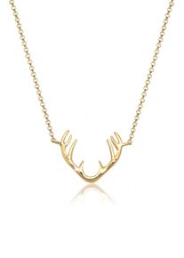 Kette mit Anh&auml;nger Elli "Halskette Hirsch Geweih 925 Sterling Silber" Gr. 45, gold, Halsketten, Damen, ohne Stein, Silber 925 (Sterlingsilber), Kette mit Anh&auml;nger