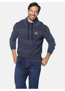 Rundhalspullover Jan Vanderstorm "Pullover AKSELGREN", Damen, Gr. L, blau (dunkelblau gemustert), Obermaterial: 100% Baumwolle CO., Pullover Rundhalspullover