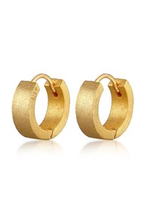 Paar Creolen Kuzzoi "Ohrringe Paar Creolen Herren Geb&uuml;rstet 925 Silber" Gr. 13, gold, Ohrringe, Damen, ohne Stein, Silber 925 (Sterlingsilber), Paar Creolen