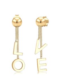 Paar Ohrh&auml;nger Elli "Ohrringe Ohrh&auml;nger kurz Love Schriftzug 925 Sterling Silber" Gr. 31, gold, Ohrringe, Damen, ohne Stein, Silber 925 (Sterlingsilber), Paar Ohrh&auml;nger