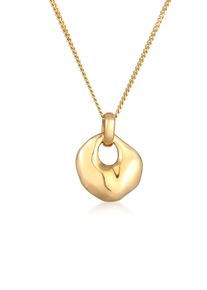 Kette mit Anh&auml;nger Elli "Halskette Disc Anh&auml;nger Organic Design 925 Silber vergoldet" Gr. 45, gold, Halsketten, Damen, Silber 925 (Sterlingsilber), Kette mit Anh&auml;nger