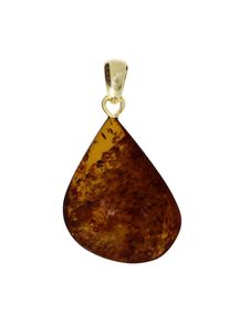 Kettenanh&auml;nger OSTSEE-SCHMUCK "- Tropfen, flach, ca. 25 mm lang - Silber 925/000 vergoldet - Bernstein -" Gr. 37, gold (goldfarben, gelb), Schmuckanh&auml;nger, Damen, Bernstein, Kettenanh&auml;nger