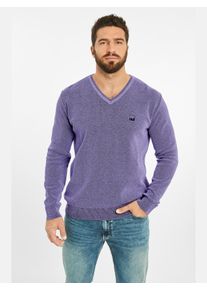 Strickpullover Jan Vanderstorm "Pullover KEIMO", Herren, Gr. 4XL, lila (helllila melange), unifarben, normal, V-Ausschnitt, Pullover Strickpullover